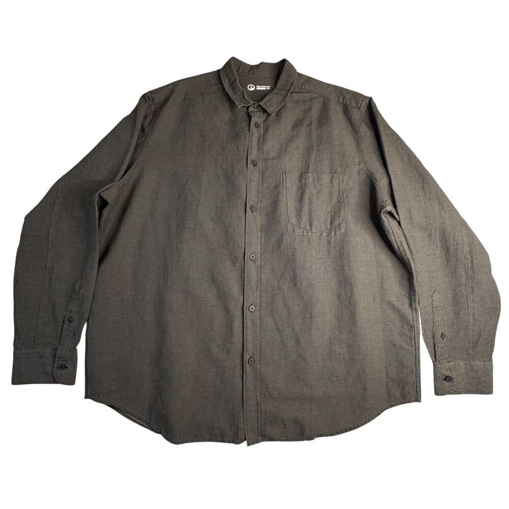 Outlier Linen Blend Long Sleeved Button Shirt Black Size XXL